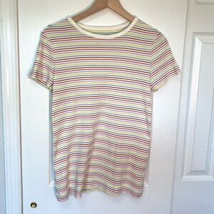 Duluth Trading Longtail Rainbow Striped Basic Tee Size XS